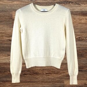 Wills Brushed Cashmere Cropped Sweater Womens XS Butter Yellow Soft Luxury